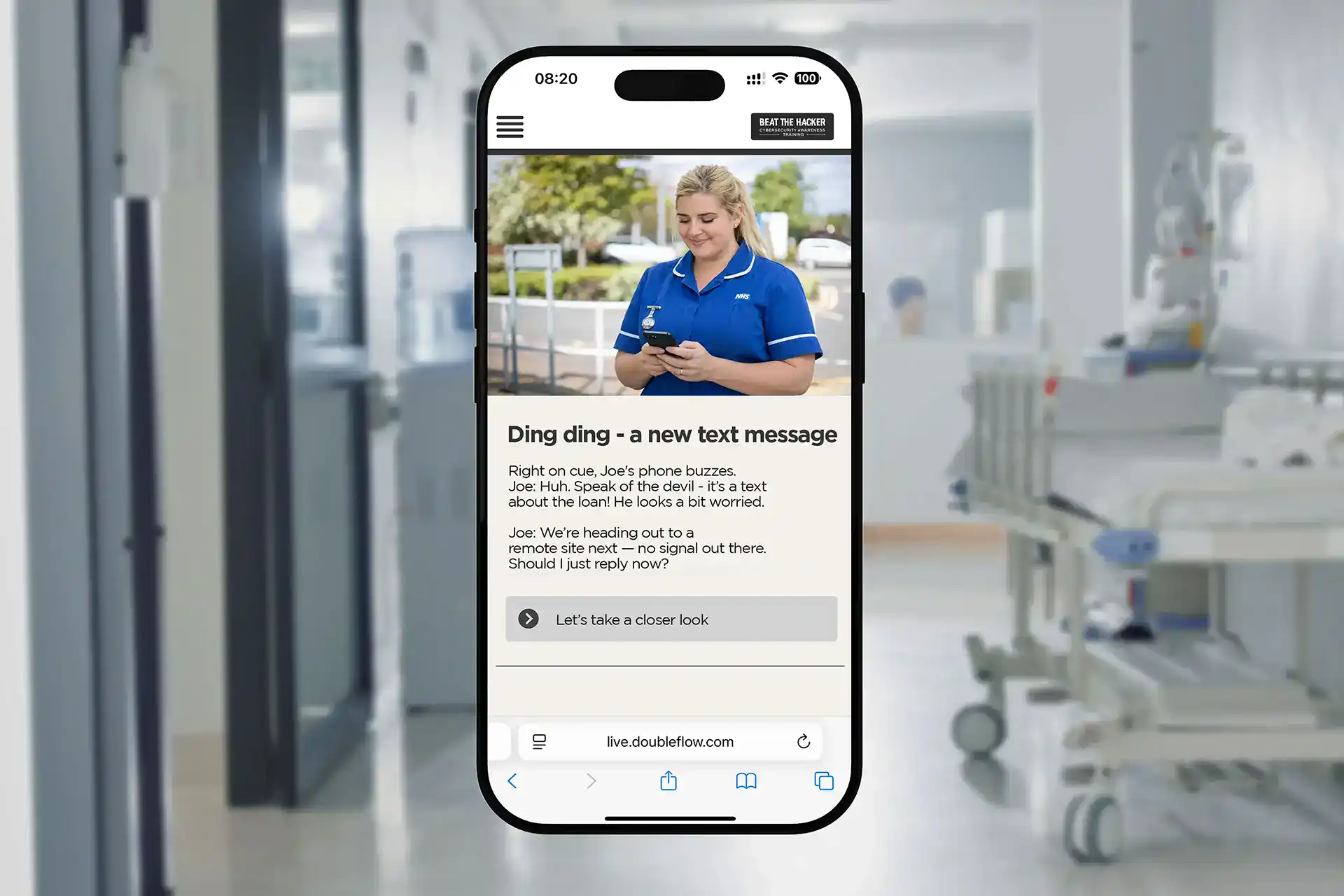Security Awareness Training for healthcare - nurse taking part