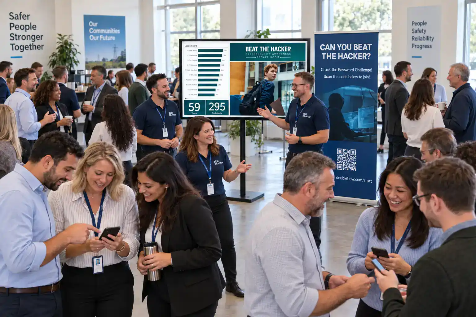 Office teams at a cybersecurity awareness event